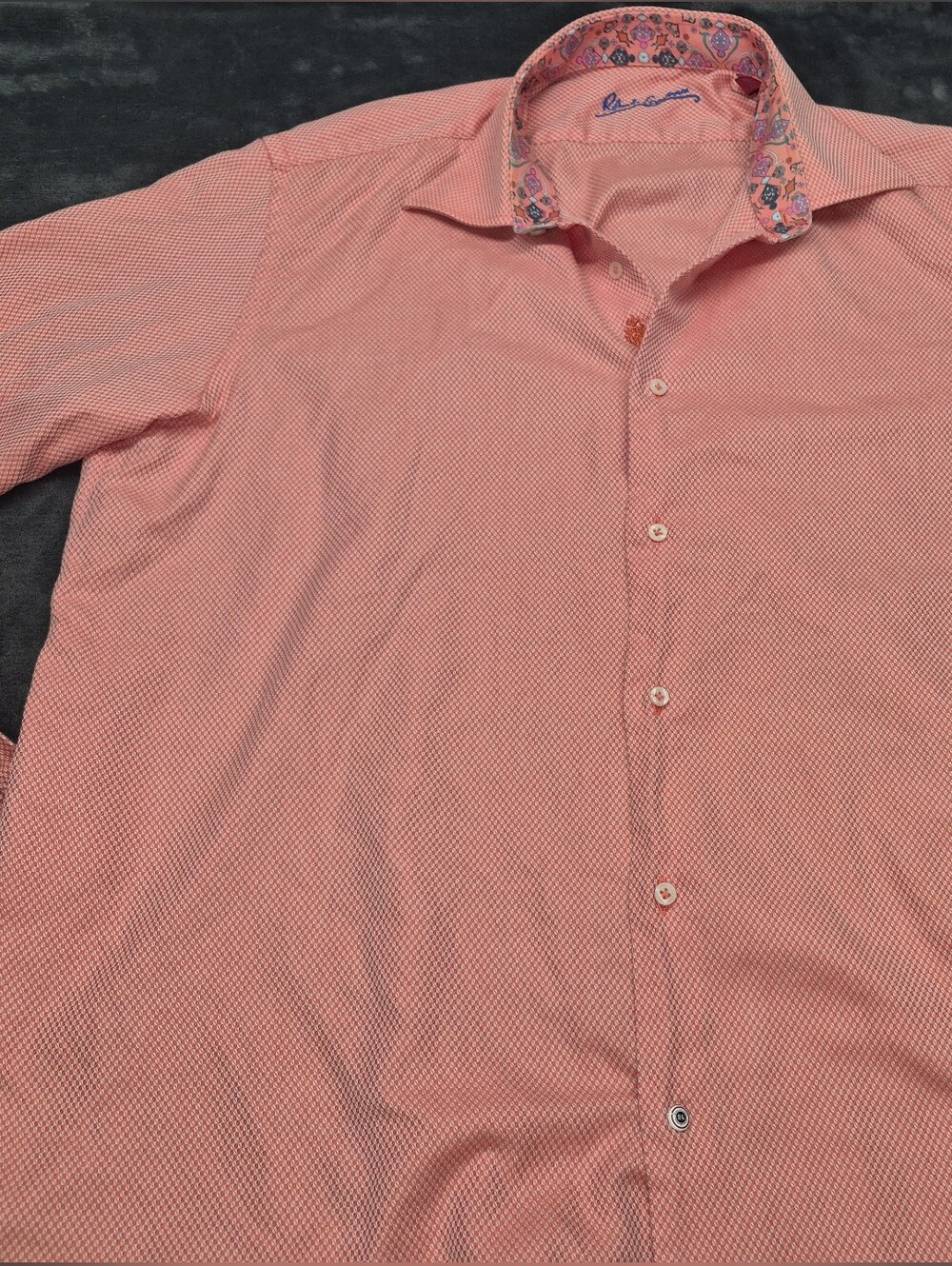 ROBERT GRAHAM Hearth Classic FitXL Long Sleeve Orange Shirt Button Down